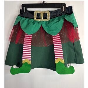 Love On A Hanger Christmas Elf Mini Skirt Green Women's Medium NWT